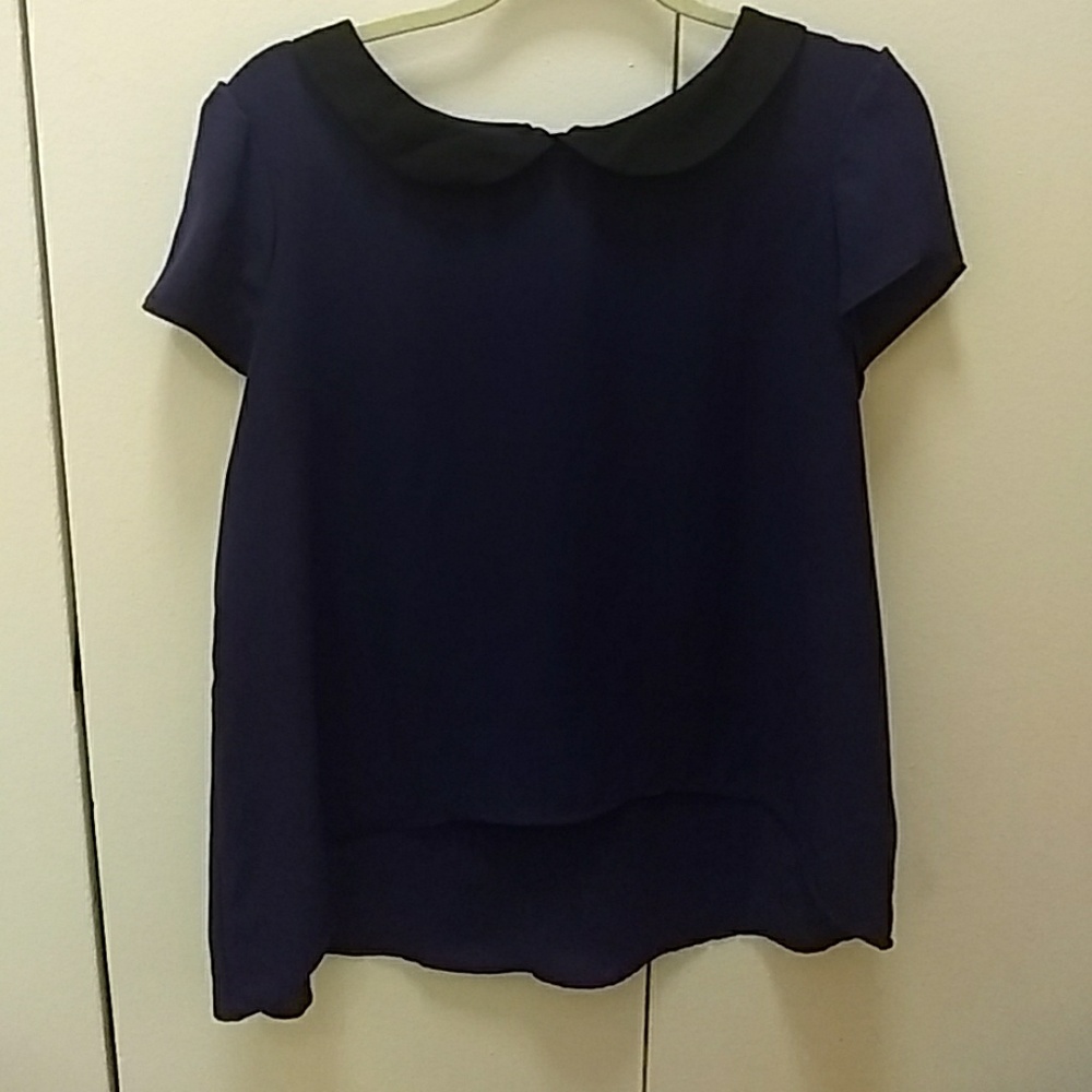 Adora Purple High Low Top with Peter Pan Collar